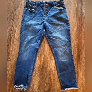 Abercrombie & Fitch highrise slim button fly distressed jeans womens 16